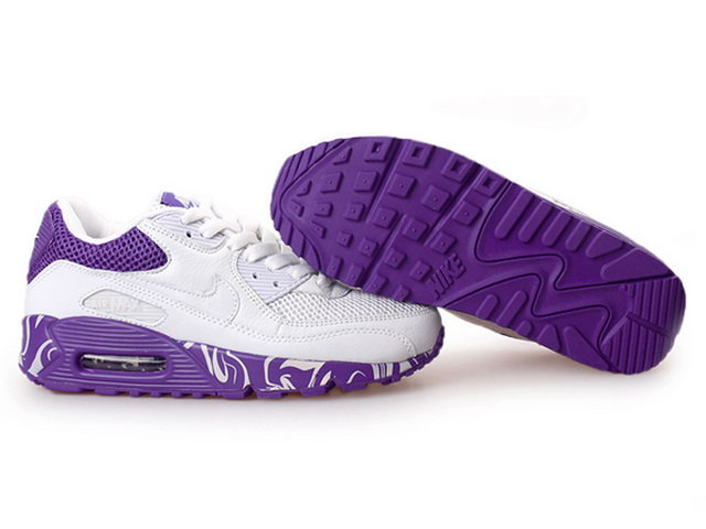 Womens Nike Air Max 90 Premium White Varsity Purple - Click Image to Close